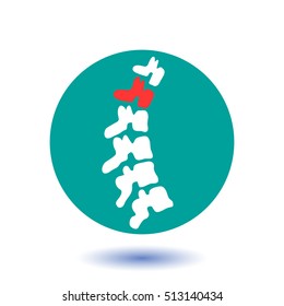 Vector logo template. Human spine isolated silhouette illustration. Spine pain medical center, clinic, rehabilitation, diagnostic, surgery logo element. Flat modern silhouette illustration. Scoliosis