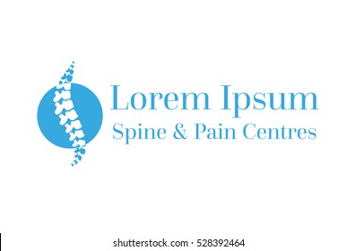 Vector logo template. Human spine isolated silhouette illustration. Spine pain medical center, clinic, rehabilitation, diagnostic, surgery logo element. Flat modern silhouette illustration. Scoliosis
