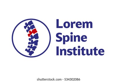 Vector logo template. Human spine isolated silhouette illustration. Spine pain medical center, clinic, rehabilitation, diagnostic, surgery logo element. Flat modern silhouette illustration. Scoliosis