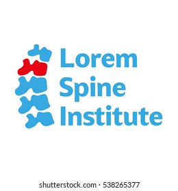 Vector logo template. Human spine isolated silhouette illustration. Spine pain medical center, clinic, rehabilitation, diagnostic, surgery logo element. Flat modern silhouette illustration. Scoliosis