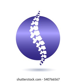 Vector logo template. Human spine isolated silhouette illustration. Spine pain medical center, clinic, rehabilitation, diagnostic, surgery logo element. Flat modern silhouette illustration. Scoliosis