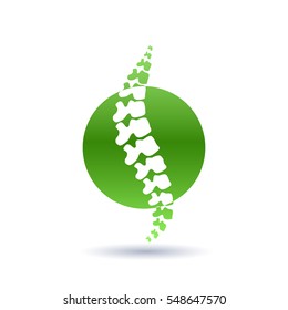 Vector logo template. Human spine isolated silhouette illustration. Spine pain medical center, clinic, rehabilitation, diagnostic, surgery logo element. Flat modern silhouette illustration. Scoliosis