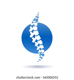 Vector logo template. Human spine isolated silhouette illustration. Spine pain medical center, clinic, rehabilitation, diagnostic, surgery logo element. Flat modern silhouette illustration. Scoliosis