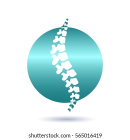 Vector logo template. Human spine isolated silhouette illustration. Spine pain medical center, clinic, rehabilitation, diagnostic, surgery logo element. Flat modern silhouette illustration. Scoliosis