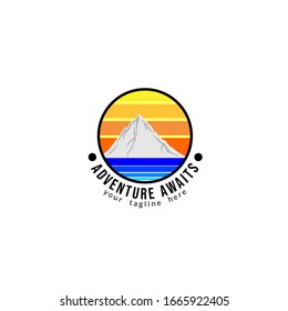 vector logo template illustration. Outdoor adventure creative badge sign. Graphic design element. outdoor adventure emblems, badges and logo patches. Mountain tourism, hiking