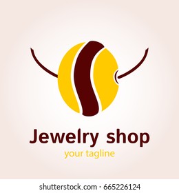Vector logo template for jewelry shop or store. Bead icon. EPS10. Design element for jewel. Simple and stylish logotype.