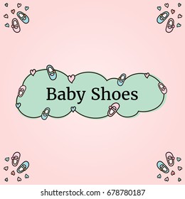 Vector logo template for kids shoes store or shop. Illustration of children's boots. Can be used as print on T-shirt, wrapping paper. EPS10.