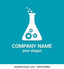 Vector logo template for laboratory, pharmaceutical company. Bio technology logotype. Industrial icon. EPS10. Flat design.
