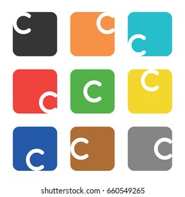 Vector logo template. The letter C is in a square shape with rounded edges and different colors.