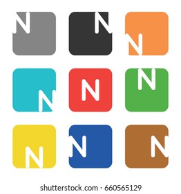 Vector logo template. The letter N is in a square shape with rounded edges and different colors.