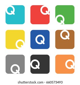 Vector logo template. The letter Q is in a square shape with rounded edges and different colors.