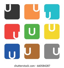 Vector logo template. The letter U is in a square shape with rounded edges and different colors.