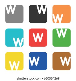Vector logo template. The letter W is in a square shape with rounded edges and different colors.