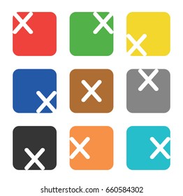 Vector logo template. The letter X is in a square shape with rounded edges and different colors.