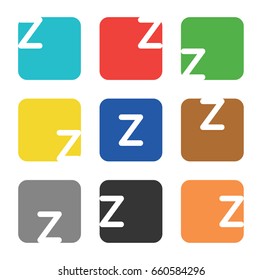Vector logo template. The letter Z is in a square shape with rounded edges and different colors.