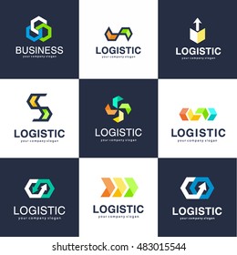Vector logo template for logistics and delivery company. Business logo set.