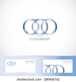 Vector logo template of metal circle rings joined 