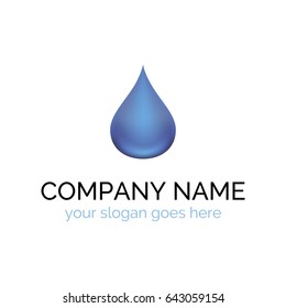 Vector logo template for mineral water. Water drop. 3d design. Alternative energy concept icon. Ecology logotype. EPS10.