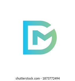 Vector logo template monogram dm art element graphic design symbol sign business gradient simple shape