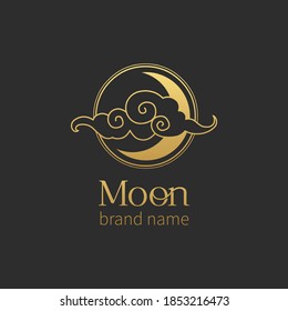 Vector logo template with Moon and cloud