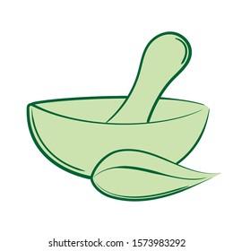 Vector logo template for natural pharmacy and health care products in green color isolated on white background. 