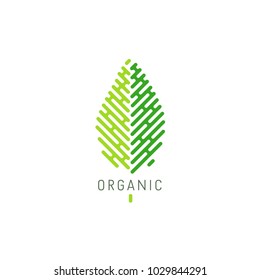 Vector logo template for organic and natural products. Healthy lifestyle and vegan sign