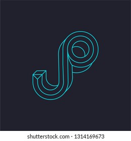 Vector logo template with P, S letter.