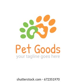 Vector logo template for pet shop,  veterinary clinic. Creative idea for animal feed. Illustration of traces of  animals. EPS10.