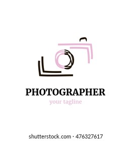 Vector logo template for a photographer in black and pink color.