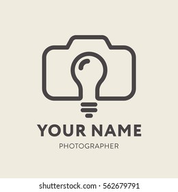 Vector Logo Template For Photographer Camera Light Bulb Idea