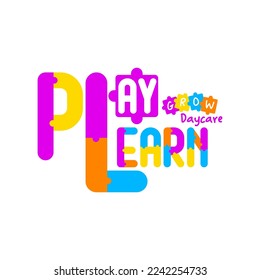 Vector logo template play learn grow puzzle