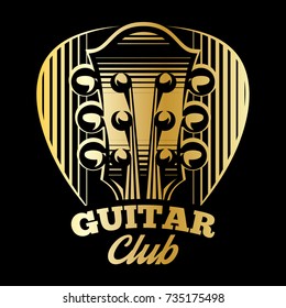 vector logo template with plectrum and guitar