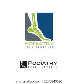 Vector logo template for podiatry with foot and ankle bones in rounded square