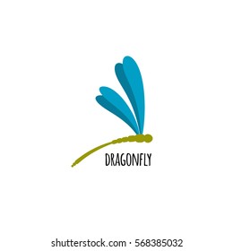 Vector logo template profile of a dragonfly.. Object isolated on white background
