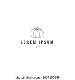 Vector logo template with a pumpkin. Hand drawn illustration. Business identity and branding. For halloween, magicians and illusionists. Business identity and branding.
