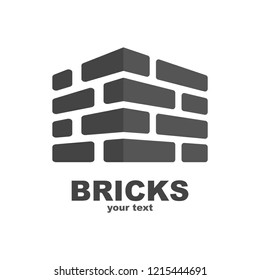 Vector logo template for real estate or building company. Illustration of a house made of four white bricks. EPS10. Icon concept. Architecture.