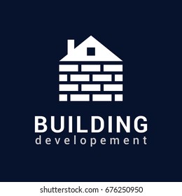 Vector logo template for real estate or building company. Illustration of house made of bricks. EPS10. Icon concept. Architecture. svg