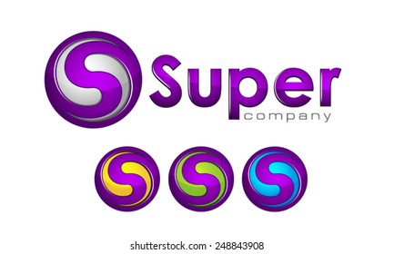 Vector Logo Template, Rounded S Char, Spherical Logo, Circle Logo