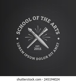 Vector logo template for school drawing or art studio. Stamp with brushes for painting.