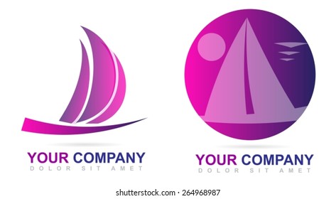 Vector logo template of a ship or sailboat icon