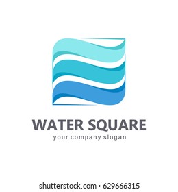 Vector logo template. Sign for cleaning pipes and sewage systems, water filters. Clean water. Water square  