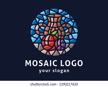 Vector logo template. Sign of still-life painting in mosaic style.