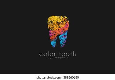 Vector Logo Template. Silhouettes of Tooth with Abstract Colorful  tooth. Logo for Dental Clinic