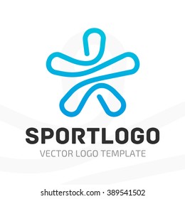 Vector logo template for the sport. Icon stylized man.
