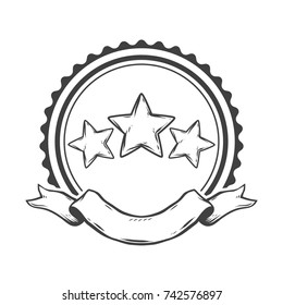 Vector logo template with stars, circles and ribbon