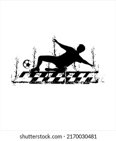 Vector logo template street football, soccer. Ball in. White background, the silhouette logo.