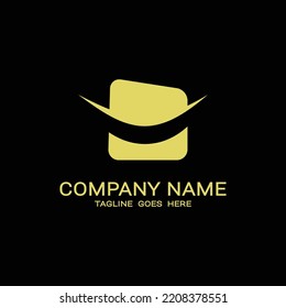 plantilla de logotipo vectorial con bandas curvadas hacia arriba.