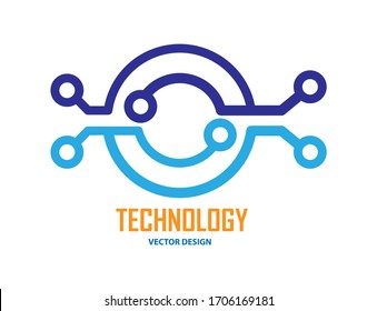 Vector logo. Template for the technology's corporate identity. Abstract chip sign, Internet technology or progress development isolated on a white background. Simple design.

