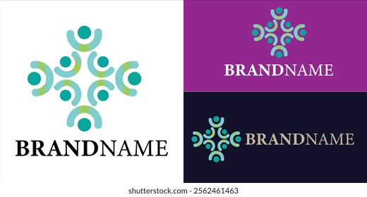 vector logo template theme cooperation success care people simple symbol icon design
