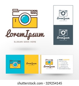 Vector Logo Template. Thin Line Vector Camera. Logo for Photographer or Studio